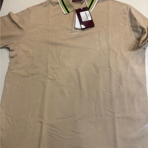 Gucci Tan Polo Shirt with Green and White Accents